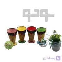 بستنی خوری سرامیکی رنگی طرح نون بستنی 4عددی
