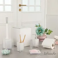 ست سرویس بهداشتی لیمون دوجداره کلاسیک طرح الوان سفید طلایی