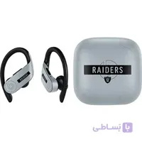 Skinit Decal Audio Skin for PowerBeats Pro - طراحی سری عملکرد نقره ای NFL Oakland دارای مجوز رسمی