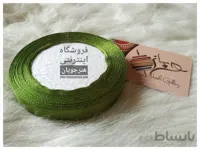 روبان ساتن 1.3 سانت سبز زیتونی رول کامل