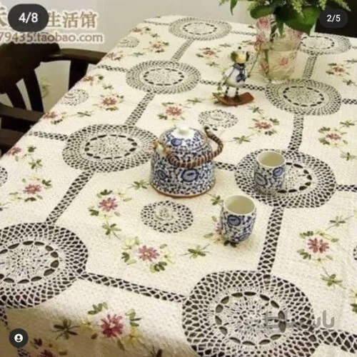 رومیزی ۶ نفره نهارخوری قلاب بافی