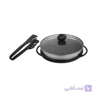 ماهیتابه چدنی با درب پیرکس و چنگک