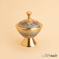 قندان پایه دار برنجی میناکاری مدل خُتن