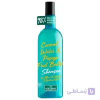 شامپو نیچرز پارادایس Natures Paradise مدل آب نارگیل و کره پاپایا | تقویت کننده و ترمیم کننده، آبرسان موی خشک و وز | ۳۷۵ میل ا Nature’s Paradise Shampoo Feuchtigkeit Und Geschmeidigkeit COCONUT & PAPAYA 375ml