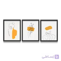 ست تابلو 3 عددی مینیمال احساسی زرد