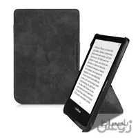 kwmobile مورد اوریگامی برای Pocketbook Touch Lux 4 / Basic Lux 2 / Touch HD 3 - PU چرم / پوشش Faux Suede با آهنربا و پایه - خاکستری