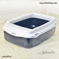 ظرف دستشویی مناسب گربه قابدار با پلاستیک با کیفیت سفید ابعاد ۵۸*۴۰*۱۹ سانتی متر کد ۳۶۱