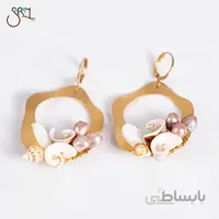 گوشواره گرد استیل صدف و مروارید مدل 2101