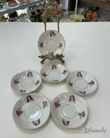 یک دست نعلبکی رخ دار گلسرخی ژاپن اصل و قدیمی