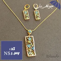 نیم ست استیل طلایی میناکاری گل کد NS_1036