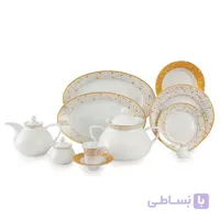 چینی 12 نفره زرین ژئومتریکال طلایی