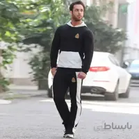 ست مردانه کد 194 هودی و شلوار اسلش رنگ مشکی جنس دورس ا Men's set code 194 hoodie and black slash pants made of Dors