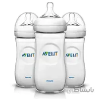 شیشه شیر نچرال(طبیعی) طلقی ۲۶۰ میل سه تایی اونت avent