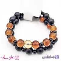 دستبند مهره ای دو تایی مشکی قهوه ای