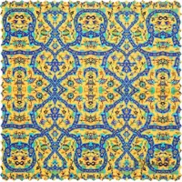 رومیزی مخمل مربع فرش کاشی زرد