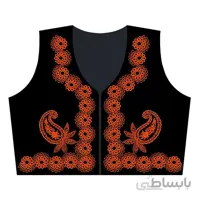 جلیقه مخمل مشکی طرح ترنج نارنجی