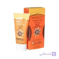 کرم ضد افتاب انتی اکنه فاقد چربی سان سیف SPF35 بژ روشن پوست چرب و اکنه ای 50 میلی لیتر