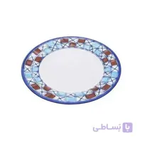 بشقاب چینی تخت طرح شطرنجی مجموعه 6 عددی