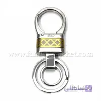 جاکلیدی دو حلقه ای فلزی با طرح طلایی