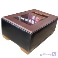 میز جلو مبل تمام چوب رویه شیشه ای – دور چرم دوزی مدل JN 400 آفو
