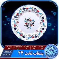 بشقاب تخت ۲۴ چینی میبد مروارید طرح مرغی رنگی