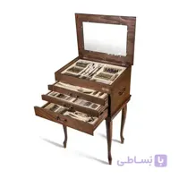 سرویس قاشق و چنگال 24 نفره ناب استیل طرح فلورانس دور طلایی (158 پارچه) بعلاوه کنسول چوبی ا Nab-Steel Florence Steel Round Gold Cutlery Set 158 Pieces