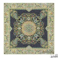 رومیزی مربع ترمه طرح افشار رنگ سرمه ای