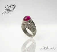 انگشتر نقره مردانه با سنگ یاقوت سرخ