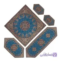 سرویس کامل رومیزی ترمه طرح نسترن رنگ آبی