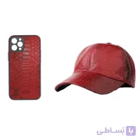 ست کلاه و قاب چرمی گوشی موبایل چرم مون مدل python