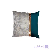 کوسن ترکیبی چرم و مخمل مدل یاسمن رنگ کله غازی
