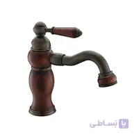 شیر روشویی دو پاششی موست مدل راستیک چوبی برنزی با زیرآب فشاری