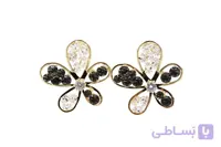 گوشواره طلایی پایه نقره طرح گل نگین دار