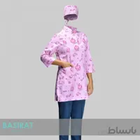 روپوش و شلوار پزشکی یقه دار زنانه طرح دندان صورتی (اسکراب)