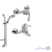 ست شیرآلات مدل قاصدک کروم +علم دوش یونیکا + شلنگ توالت
