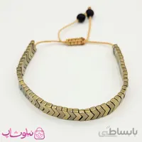 دستبند حدید طرح فلش رنگ طلایی قهوه ای