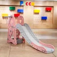 سرسره کودک هپی صورتی با حلقه بسکتبال کد PS5147