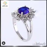 انگشتر زنانه نقره دست ساز با نگین اپسیدین آبی کد ۱۰۱۸۰۵
