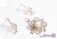 نیم ست ملیله کاری نقره با مروارید مدل 1801