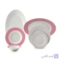 سرویس چینی 6 نفره زرین طرح اسپاتی صورتی ا کدکالا 3837