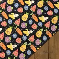 پارچه تریکو طرح میوه رنگ مشکی کد 1714