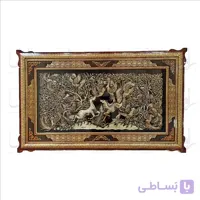 تابلو قلم زنی با قاب خاتم صلیبی شاسی دار سایز 63*103
