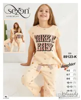 ست تیشرت و شلوار خانگی دخترانه 89123 ترک | سکسن | Sexen