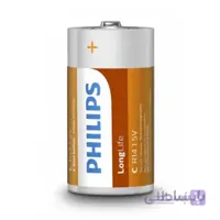 باتری متوسط سایز C تکنولوژی Zinc برند فیلیپس مدل R14L2B/97 سری Long Life بسته 2 عددی