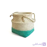 سبد حصیری خمره ای رنگی - سبز