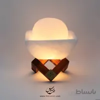 آباژور سنگ نمک طرح ماه پیکر پایه چوبی