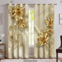 پرده سه بعدی گل طلایی PK-4932