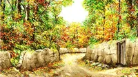 نخ و نقشه تابلوفرش کوچه باغ پاییزی - 517