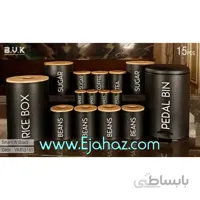 سرویس آشپزخانه 15 پارچه بی وی کی ویراکیش فلزی درب چوبی حبوبات (b.v.k) طرح اسمارت مشکی