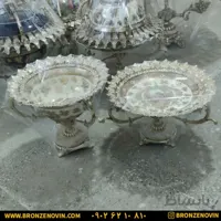 ست پذیرایی میوه خوری برنزی و شیرینی خوری طرح برگ مو